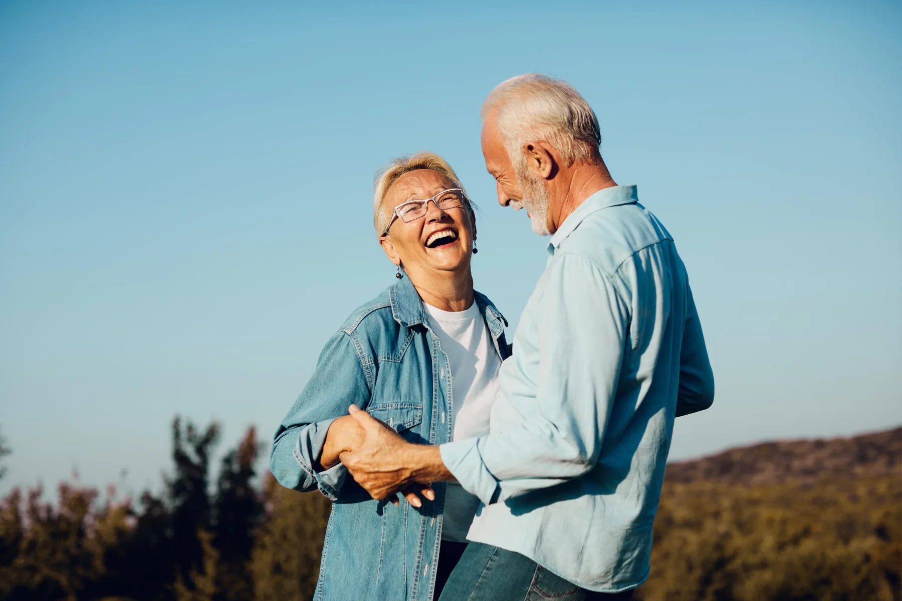Active retired couple outdoors
